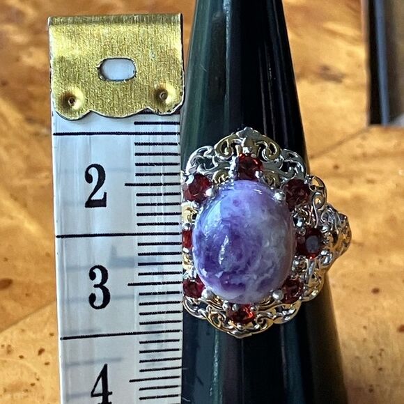 Rare Tiffany Stone Red Garnet Sterling Silver Cocktail Ring Size 7 - Picture 7 of 9